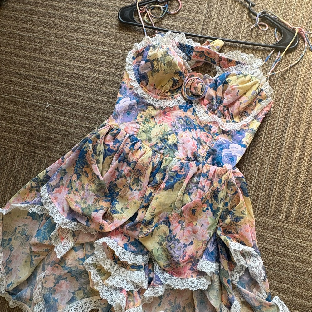 for love & lemons elea asymmetrical mini dress size medium